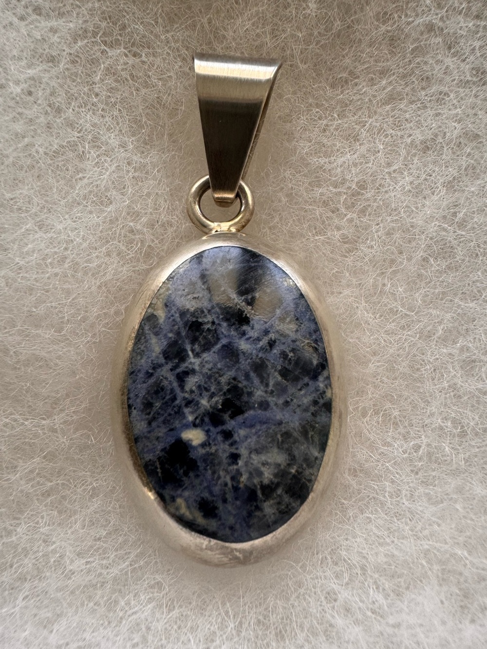 Sterling Silver Sodalite Oval Pendant in Blue